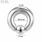 Piercing Anneau CBR Acier 316L Gros Diamètre 12x20-22x14 mm