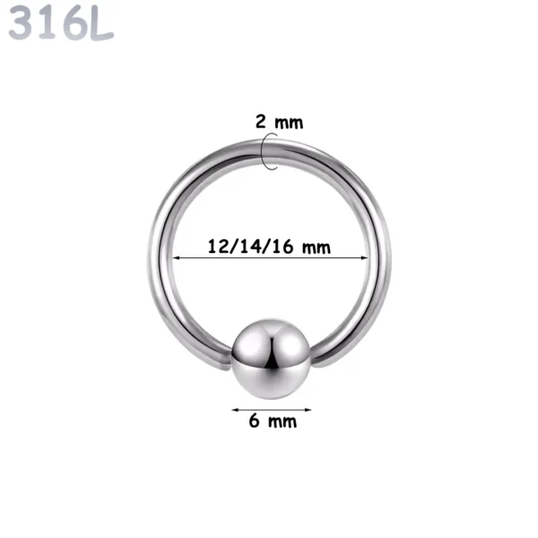Piercing Anneau CBR Acier 316L Gros Diamètre 2x12-14-16x6 mm Piercing Anneau CBR Acier 316L Gros Diamètre 2x12-14-16x6 mm.