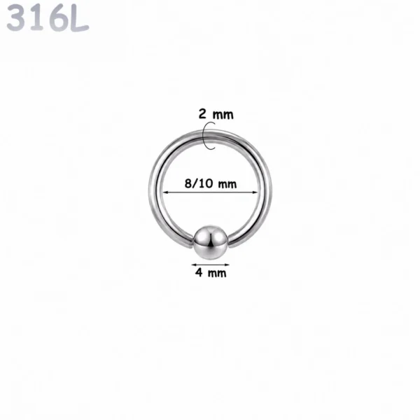 Piercing Anneau CBR Acier 316L Gros Diamètre 2x8-10x4 mm Piercing Anneau CBR Acier 316L Gros Diamètre 2x8-10x4 mm.