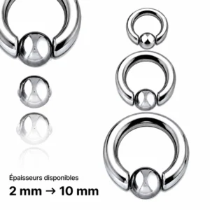 Piercing Anneau CBR Acier 316L Gros Diamètre.
