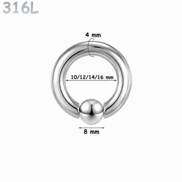 Piercing Anneau CBR Acier 316L Gros Diamètre 4x10-12-14-16x8 mm Piercing Anneau CBR Acier 316L Gros Diamètre 4x10-12-14-16x8 mm.