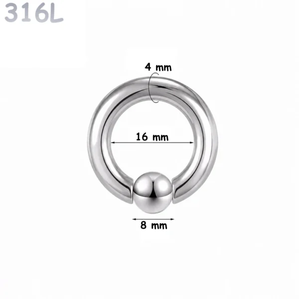 Piercing Anneau CBR Acier 316L Gros Diamètre 4x16x8 mm Piercing Anneau CBR Acier 316L Gros Diamètre 4x16x8 mm.