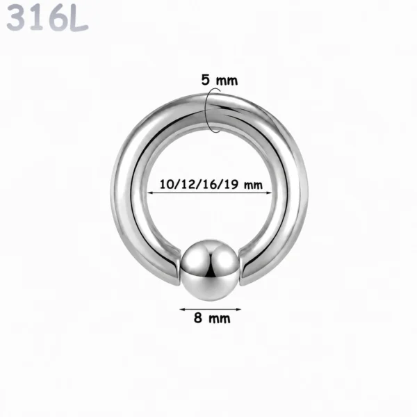 Piercing Anneau CBR Acier 316L Gros Diamètre 5x10-12-16-19x8 mm Piercing Anneau CBR Acier 316L Gros Diamètre 5x10-12-16-19x8 mm
