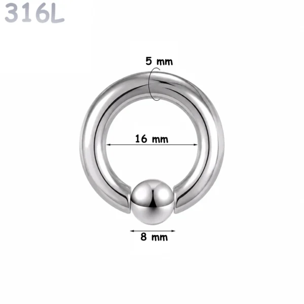 Piercing Anneau CBR Acier 316L Gros Diamètre 5x16x8 mm Piercing Anneau CBR Acier 316L Gros Diamètre 5x16x8 mm.