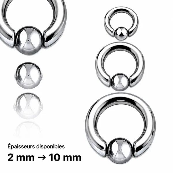 Piercing Anneau CBR Acier 316L Gros Diamètre.