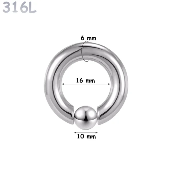 Piercing Anneau CBR Acier 316L Gros Diamètre 6x16x10 mm Piercing Anneau CBR Acier 316L Gros Diamètre 6x16x10 mm.