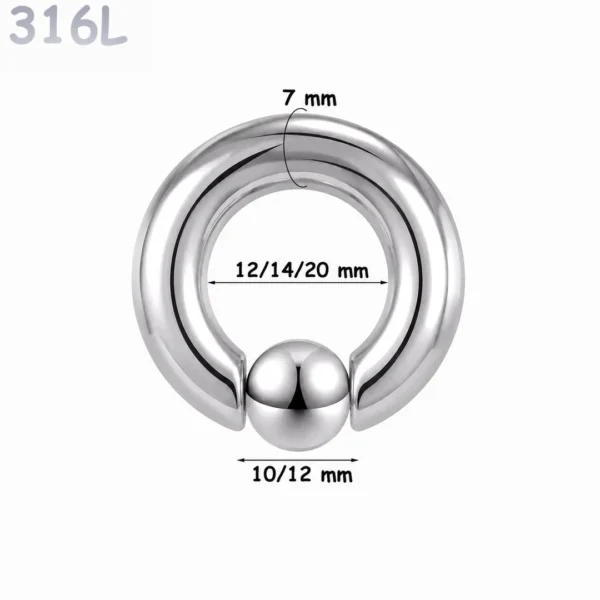 Piercing Anneau CBR Acier 316L Gros Diamètre 7x12-14-20x10-12 mm Piercing Anneau CBR Acier 316L Gros Diamètre 7x12-14-20x10-12 mm