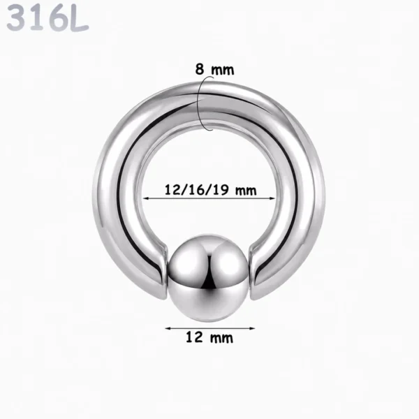Piercing Anneau CBR Acier 316L Gros Diamètre 8x12-16-19x12 mm Piercing Anneau CBR Acier 316L Gros Diamètre 8x12-16-19x12 mm