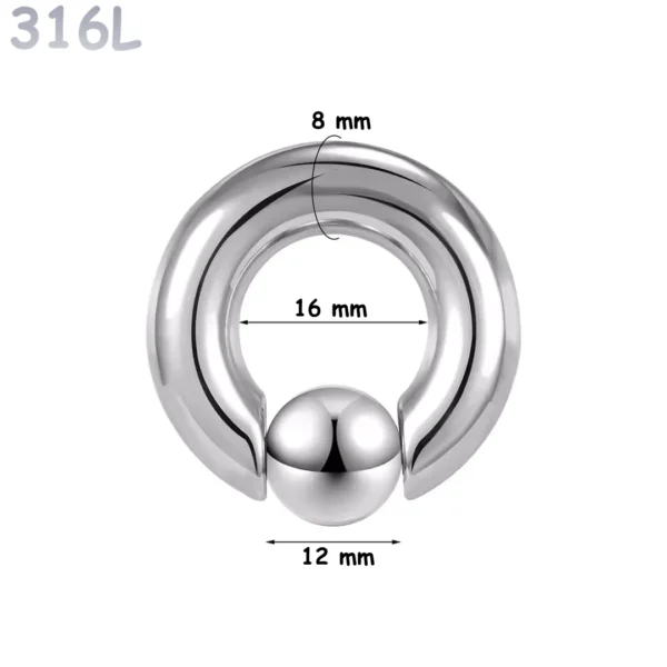 Piercing Anneau CBR Acier 316L Gros Diamètre 8x16x12 mm Piercing Anneau CBR Acier 316L Gros Diamètre 8x16x12 mm.