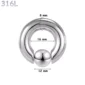 Piercing Anneau CBR Acier 316L Gros Diamètre 8x16x12 mm.