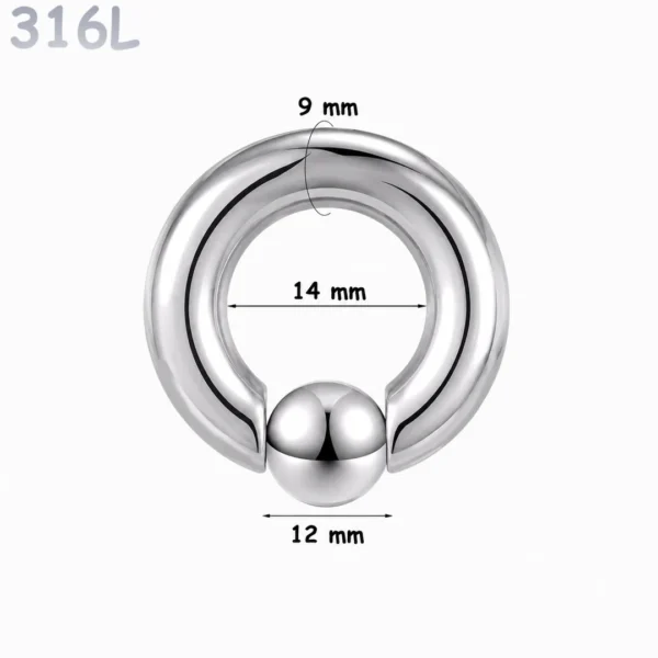 Piercing Anneau CBR Acier 316L Gros Diamètre 9x14x12 mm Piercing Anneau CBR Acier 316L Gros Diamètre 9x14x12 mm