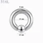 Piercing Anneau CBR Acier 316L Gros Diamètre 9x14x12 mm