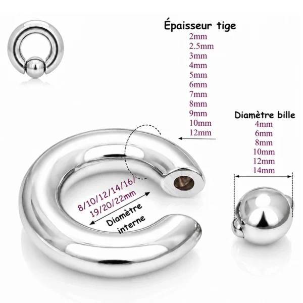 Piercing Anneau CBR Acier 316L Gros Diamètre (dimensions) Piercing Anneau CBR Acier 316L Gros Diamètre (dimensions)