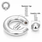 Piercing Anneau CBR Acier 316L Gros Diamètre (dimensions).