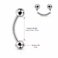 Piercing Banane Titane Filetage Interne & Double Bille (dimensions).