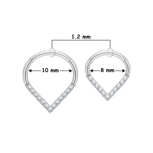 Piercing Clicker Titane - Élégance Angulaire & Zircons (dimensions) Piercing Clicker Titane - Élégance Angulaire & Zircons (dimensions).