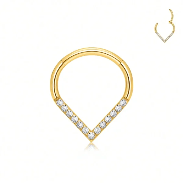 Piercing Clicker Titane - Élégance Angulaire & Zircons (variante couleur anodisé doré 10 mm) Piercing Clicker Titane - Élégance Angulaire & Zircons (variante couleur anodisé doré 10 mm).