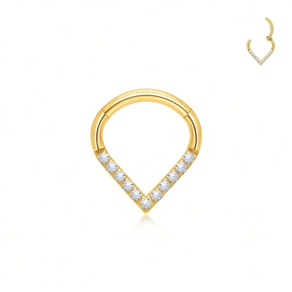 Piercing Clicker Titane - Élégance Angulaire & Zircons (variante couleur anodisé doré 8 mm) Piercing Clicker Titane - Élégance Angulaire & Zircons (variante couleur anodisé doré 8 mm).