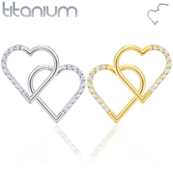 Piercing Cœur Asymétrique en Titane à Zircons Sertis.