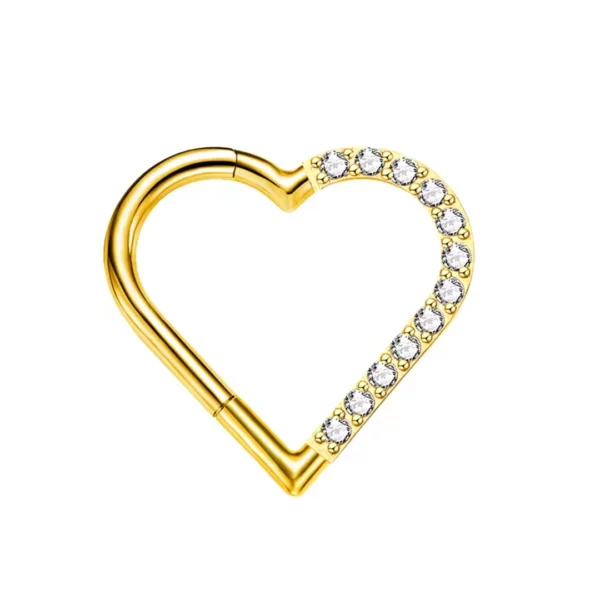 Piercing Cœur Asymétrique en Titane à Zircons Sertis (variante couleur anodisé doré et zircons à droite) Piercing Cœur Asymétrique en Titane à Zircons Sertis (variante couleur anodisé doré et zircons à droite).