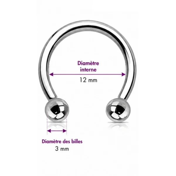 Piercing Fer à Cheval 12 mm Titane Filetage Interne & Double Bille Piercing Fer à Cheval 12 mm Titane Filetage Interne & Double Bille.