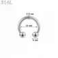 Piercing Fer à Cheval Acier 316L Gros Diamètre 2,5x16x6 mm.