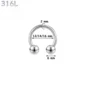 Piercing Fer à Cheval Acier 316L Gros Diamètre 2x12-14-16x6 mm.