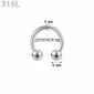 Piercing Fer à Cheval Acier 316L Gros Diamètre 3x12-14-16-18x6 mm.