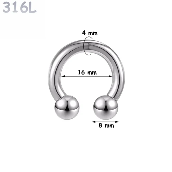 Piercing Fer à Cheval Acier 316L Gros Diamètre 4x16x8 mm Piercing Fer à Cheval Acier 316L Gros Diamètre 4x16x8 mm.