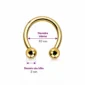 Piercing Fer à Cheval Titane Doré Anodisé à Filetage Interne 16G 10 mm