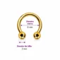 Piercing Fer à Cheval Titane Doré Anodisé à Filetage Interne 16G 8 mm
