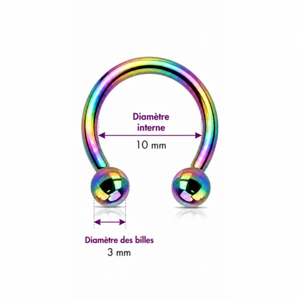 Piercing Fer à Cheval Titane Multicolore Anodisé à Filetage Interne 16G 10 mm Piercing Fer à Cheval Titane Multicolore Anodisé à Filetage Interne 16G 10 mm