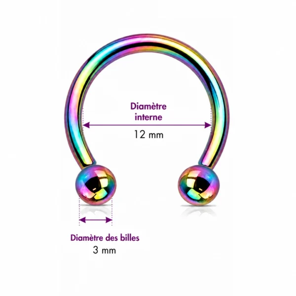 Piercing Fer à Cheval Titane Multicolore Anodisé à Filetage Interne 16G 12 mm Piercing Fer à Cheval Titane Multicolore Anodisé à Filetage Interne 16G 12 mm