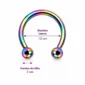 Piercing Fer à Cheval Titane Multicolore Anodisé à Filetage Interne 16G 12 mm