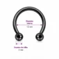 Piercing Fer à Cheval Titane Noir Anodisé à Filetage Interne 16G 12 mm