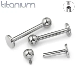 Piercing Labret Titane ASTM-F136 Filetage Interne Bille 3 mm.