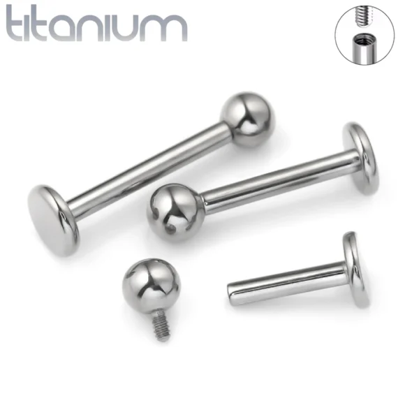 Piercing Labret Titane ASTM-F136 Filetage Interne Bille 3 mm.