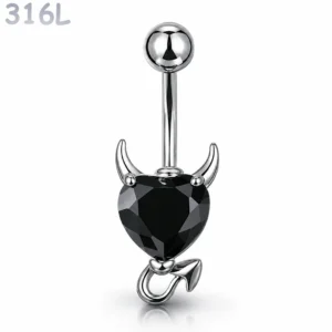 Piercing Nombril Banane Cœur Démoniaque Zirconium.