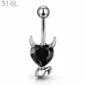 Piercing Nombril Banane Cœur Démoniaque Zirconium.