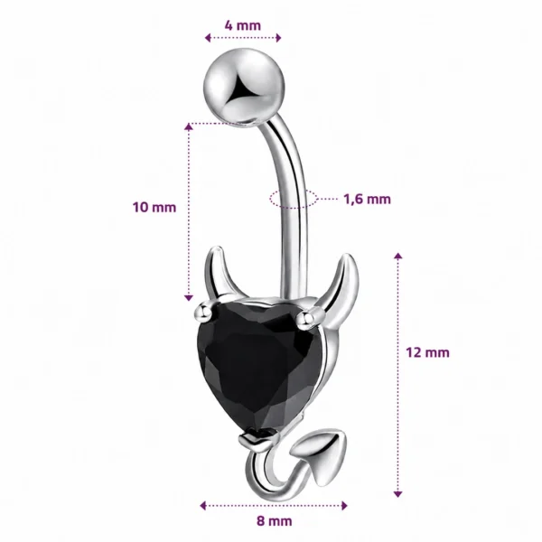 Piercing Nombril Banane Cœur Démoniaque Zirconium (dimensions) Piercing Nombril Banane Cœur Démoniaque Zirconium (dimensions).