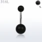Piercing Nombril Banane Double Boule Noire.
