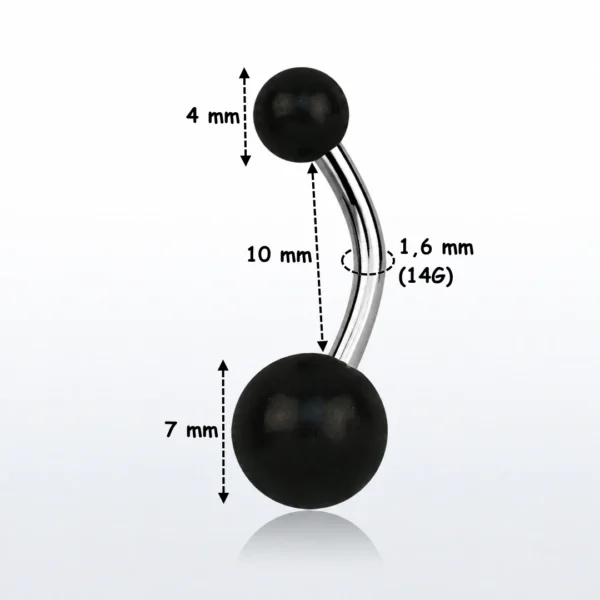 Piercing Nombril Banane Double Boule Noire (dimensions) Piercing Nombril Banane Double Boule Noire (dimensions).