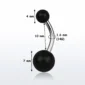 Piercing Nombril Banane Double Boule Noire (dimensions).