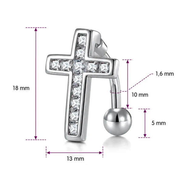 Piercing Nombril Banane Inversée à Croix Pavée Zirconiums (dimensions) Piercing Nombril Banane Inversée à Croix Pavée Zirconiums (dimensions).