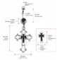 Piercing Nombril Croix Gothique Ajourée & Zirconiums Noirs (dimensions).
