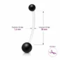 Piercing Nombril Grossesse Bioflex Billes Noires (dimensions).