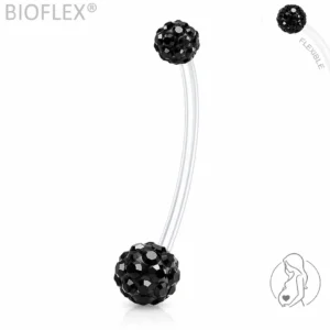 Piercing Nombril Grossesse Bioflex Pavage Zircons Noirs.