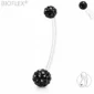 Piercing Nombril Grossesse Bioflex Pavage Zircons Noirs.