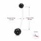 Piercing Nombril Grossesse Bioflex Pavage Zircons Noirs (dimensions).