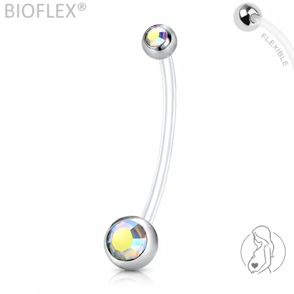 Piercing Nombril Grossesse Bioflex Zirconiums Facettés.